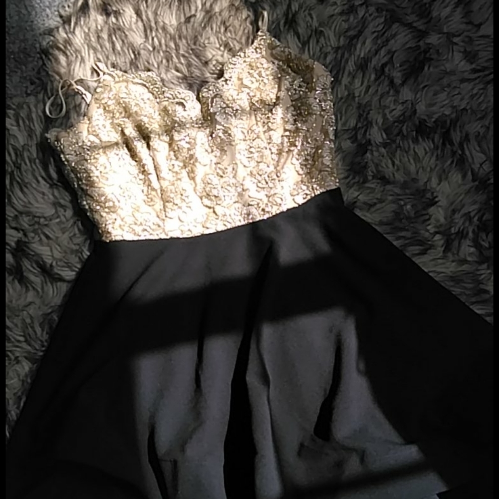 Golden black short dress